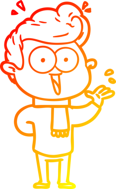 Bir insan tarafından çizilmiş, heyecanlı bir çizgi film çizimi.