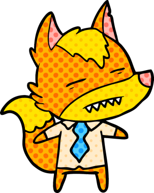 Ofis çalışanı Fox çizgi film karakteri bir insan tarafından çizilmiş.