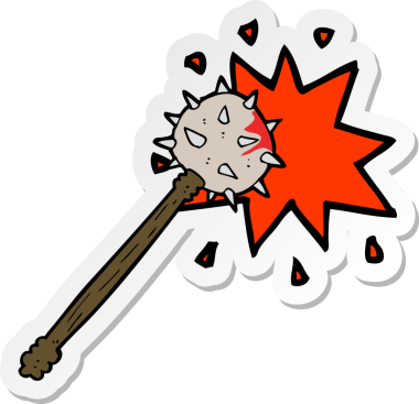 Bir insan tarafından çizilmiş kanlı bir ortaçağ topuzu çıkartması.