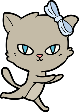 Bir insan tarafından çizilmiş sevimli çizgi film kedisi.