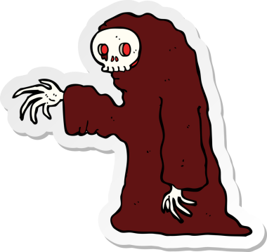 Bir insan tarafından çizilmiş ürkütücü bir cadılar bayramı kostümünün çıkartması.