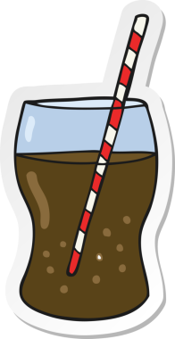 Bir insan tarafından çizilmiş gazlı içecek çıkartması.