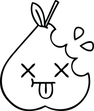 Bir insan tarafından çizilmiş bir armut çizimi.