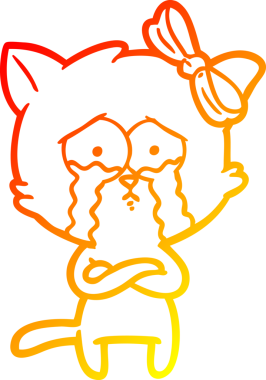 Bir insan tarafından çizilmiş çizgi film kedisinin sıcak çizgi çizimi