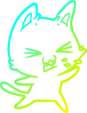 Bir insan tarafından çizilen çizgi film kedisinin soğuk gradyan çizimi