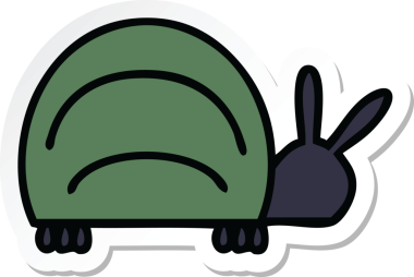 Bir insan tarafından çizilmiş şirin yeşil bir böceğin çıkartması