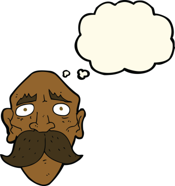 Bir insan tarafından çizilmiş düşünce baloncuğu olan üzgün yaşlı bir adam.