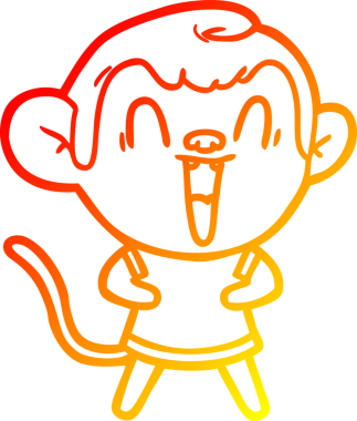 Bir insan tarafından çizilmiş gülen maymun çizgi çizimi.