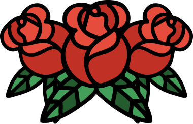 Bir insan tarafından çizilmiş geleneksel bir çiçek buketi dövmesi.