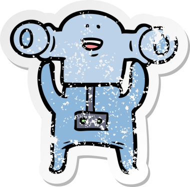 Bir insan tarafından çizilen dost canlısı uzaylı çizgi filminin sıkıntılı çıkartması.