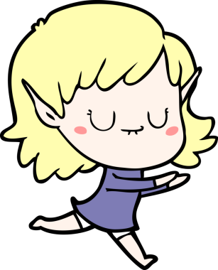 Bir insan tarafından çizilmiş mutlu elf kızı.