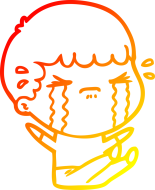 Bir insan tarafından çizilmiş ağlayan bir çizgi film karakteri çizimi.