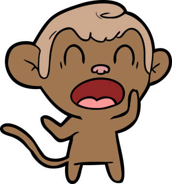 Bir insan tarafından çizilmiş bağıran çizgi maymun.