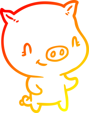 Bir insan tarafından çizilmiş şirin bir domuzun sıcak çizgi çizimi