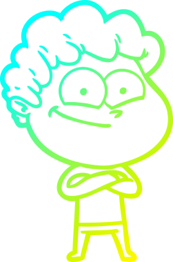 Bir insan tarafından çizilmiş mutlu bir adamın soğuk çizgi çizimi.