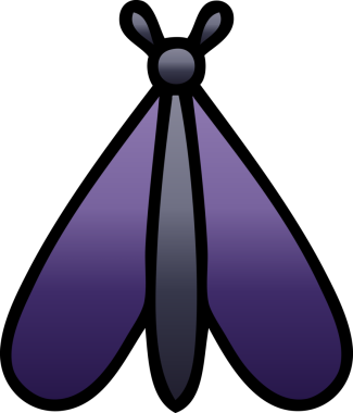 Bir insan tarafından çizilmiş bir güve böceğinin gölgeli çizgi filmi