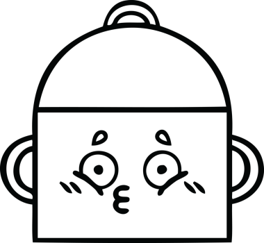 Bir insan tarafından çizilmiş bir tencere karikatürü.