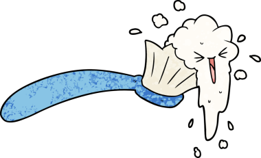 bir insan tarafından çizilmiş diş fırçası ve diş macunu.