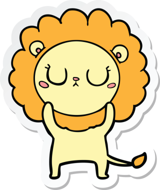 Bir insan tarafından çizilmiş karikatür aslanının çıkartması.