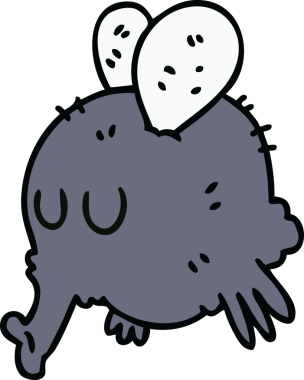 Bir insan tarafından çizilmiş garip bir çizgi film sineği.