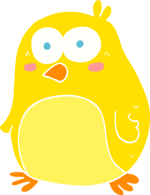 Bir insan tarafından çizilen kuşun düz renk çizimi