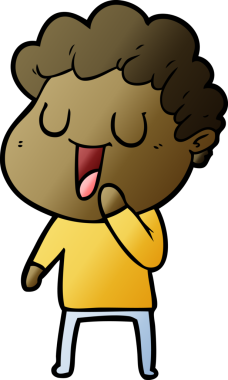 Bir insan tarafından çizilmiş gülen karikatür adam.