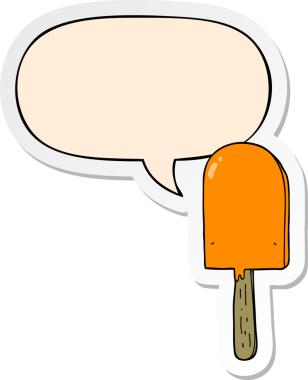 Bir insan tarafından çizilmiş konuşma balonu çıkartmalı çizgi film lolipopu.