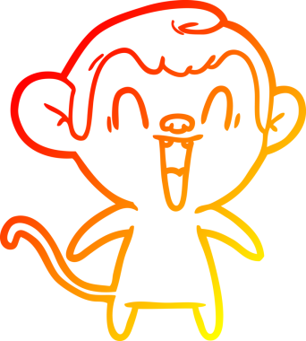 Bir insan tarafından çizilmiş gülen maymun çizgi çizimi.