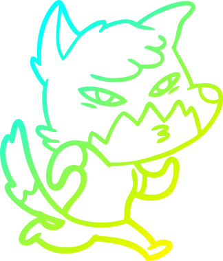 Bir insan tarafından çizilmiş akıllı bir tilkinin soğuk çizgi çizimi.