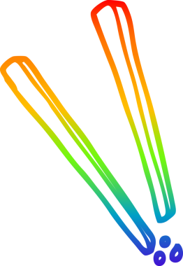 Bir insan tarafından çizilmiş ahşap yemek çubuklarının çizimi.