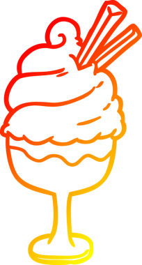 Bir insanın çizdiği dondurma tatlısının sıcak gradyan çizgisi.