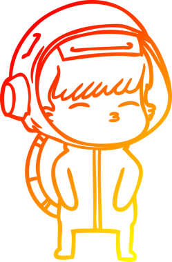 Bir insan tarafından çizilen çizgi film meraklısı astronotun sıcak gradyan çizimi