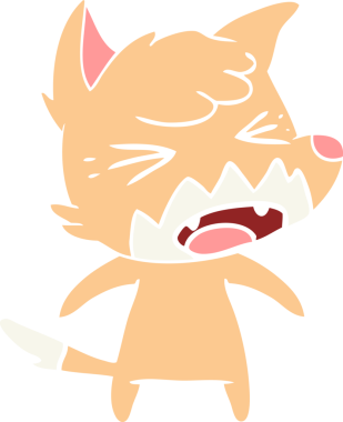 bir insan tarafından çizilmiş kızgın düz renkli tilki çizimi