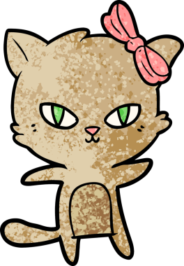 Bir insan tarafından çizilmiş sevimli çizgi film kedisi.