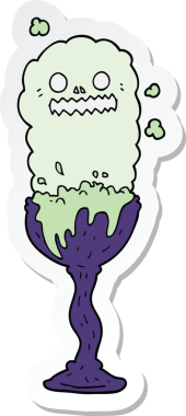 Bir insan tarafından çizilmiş tuhaf Cadılar Bayramı iksiri kutusunun çıkartması.