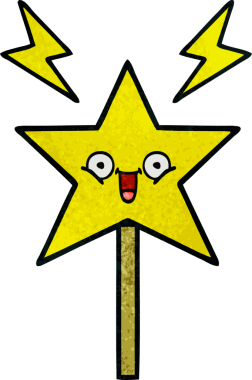 Bir insan tarafından çizilmiş sihirli bir değneğin retro grunge dokusu