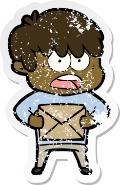 Bir insan tarafından çizilmiş endişeli bir çizgi film çocuğunun sıkıntılı çıkartması.