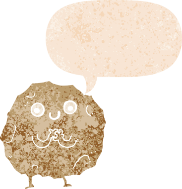 grunge 'da konuşma balonu olan karikatür rock karakteri bir insan tarafından çizilmiş dertli retro tarzı.