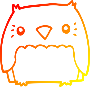 Bir insan tarafından çizilmiş sevimli bir baykuşun sıcak çizgi çizimi