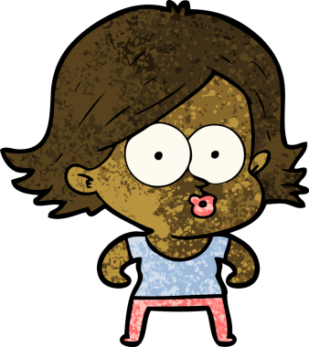 Çizgi film kızı somurtuyor bir insan tarafından