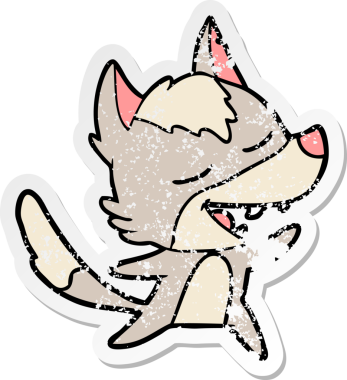 Bir insan tarafından çizilmiş bir karikatür kurdunun sıkıntılı çıkartması.