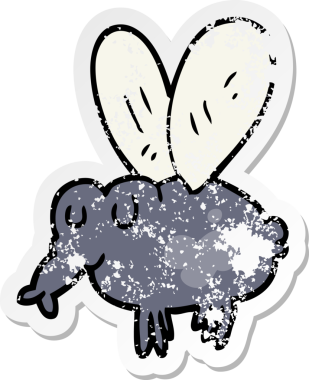 Bir insan tarafından çizilmiş karikatür sineğinin sıkıntılı çıkartması.