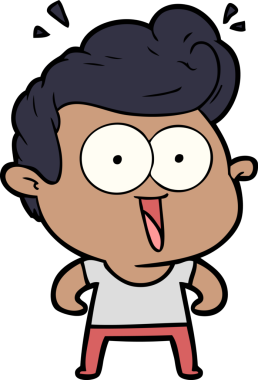 Bir insan tarafından çizilmiş heyecanlı bir çizgi film.