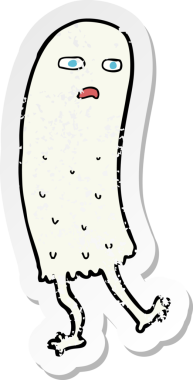 Bir insan tarafından çizilmiş komik bir hayaletin gerilimli çıkartması.