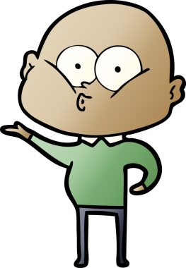 Bir insan tarafından çizilmiş kel bir adam.