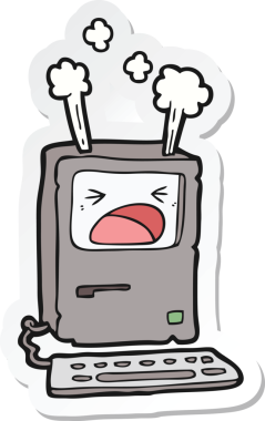 Bir insan tarafından çizilmiş aşırı ısınma bilgisayarının çıkartması.