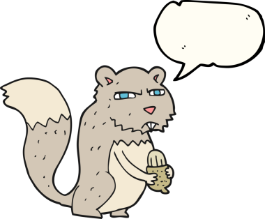 İnsan tarafından çizilmiş fındıklı kızgın sincap serbest konuşma balonu karikatürü.