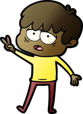 Bir insan tarafından çizilmiş bitkin çocuk çizgi filmi.