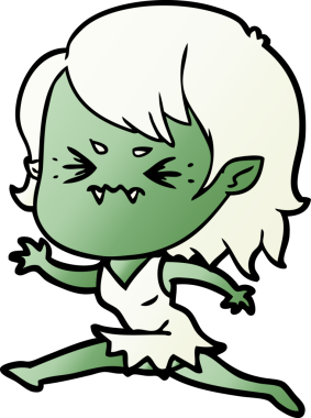 Bir insan tarafından çizilmiş kızgın vampir kız.