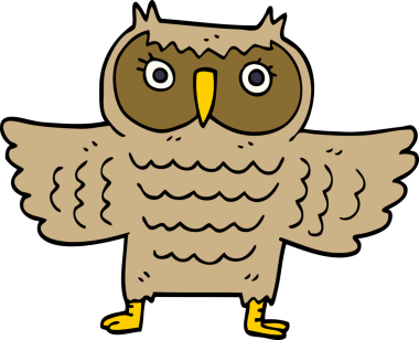 Bir insan tarafından çizilmiş yaşlı baykuş.